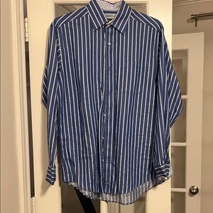 Johnston & Murphy Navy and White Striped Shirt